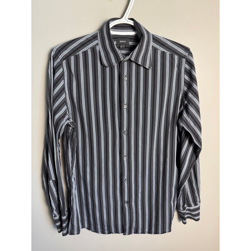 Mexx Mens Black Striped Button Down Shirt S Dark Academia Preppy Office